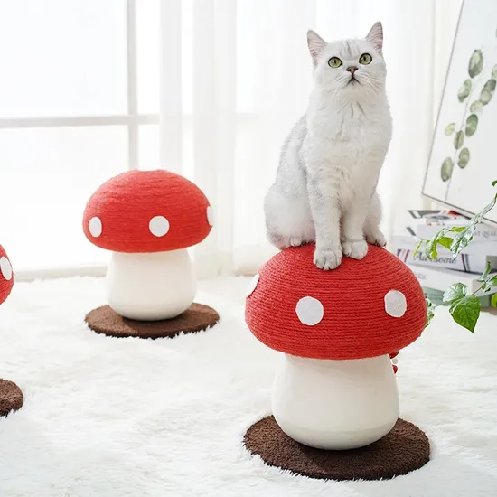 Red Umbrella Red Mushroom Cat Climbing Frame Hemp Mat Grinding Claw Cat Climbing Post Vertical Cat Scratching Board Cat Tree Cat Toy 