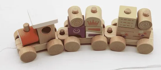 Hot Sale Wooden Toddler Block Pull Along Train Toys for Children and Babies 