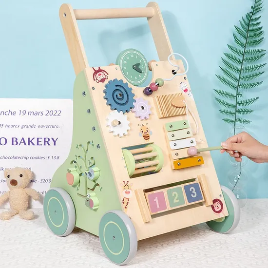 Multifunctional Educational Wooden Baby Activity Toddler Walker Toys for Pull Push Learning 0