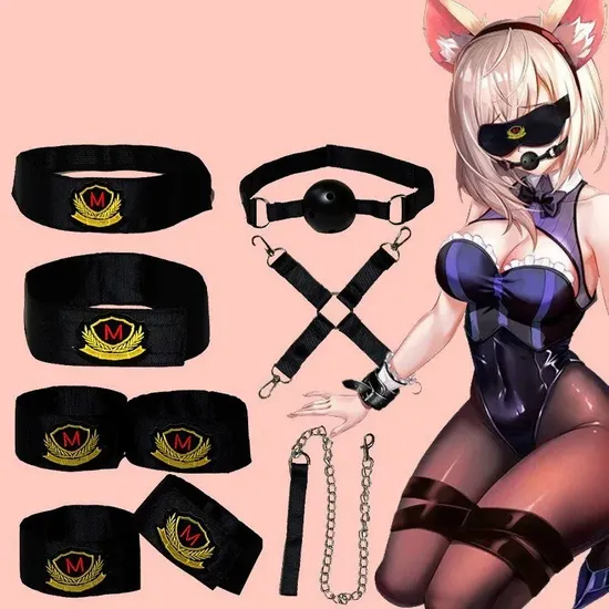 Provocative Sm Sex Toy Bundle: 7PCS Airline Roleplay Restraint Gear 
