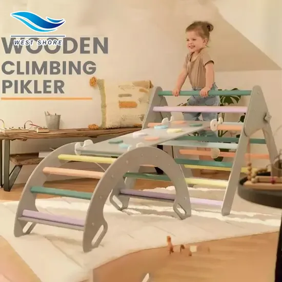 3 in 1 Montessori Item Set Climbing Triangle Arch Ramp Toddler Wooden Toys Kids Climbing Gym Piklers 