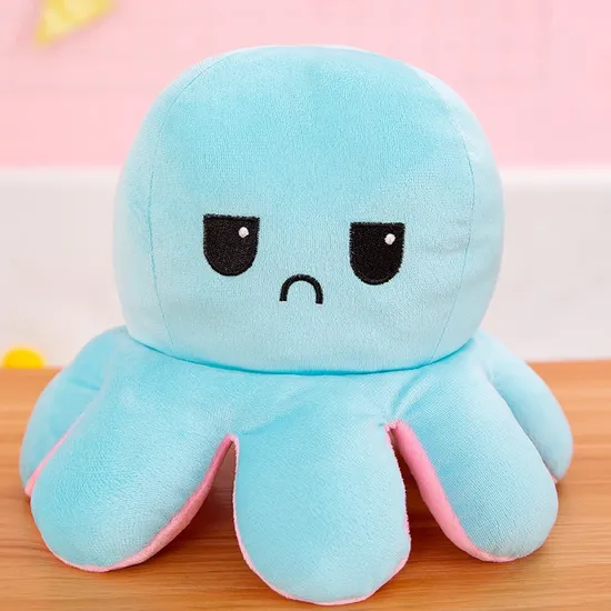 Reversible Double Face Emoji Plush Octopus Stuffed Soft Gift Toy 