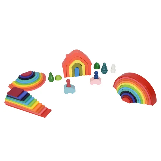 Wooden Rainbow Arch Stacking Montessori Toys 