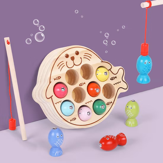Magnetic Wooden Fishing Game Toy for Toddlers