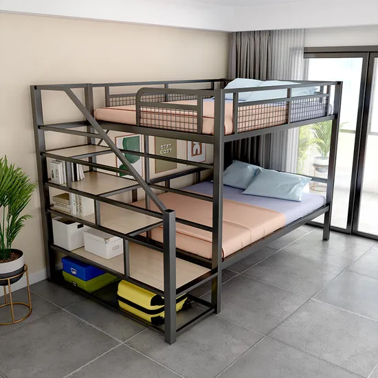 Modern Factory Direct Simple Cheap Wooden Metal Frame Kids Children Customised Bunk Loft Apartment Bed 