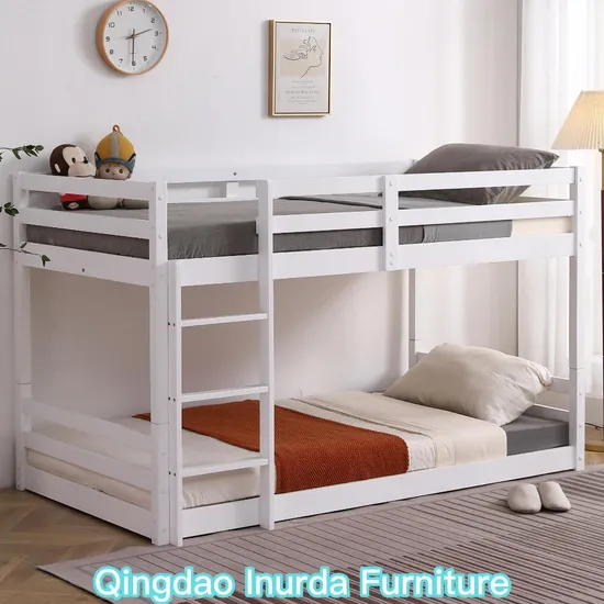 Kids Multifunctional Wooden Bunk Bed, Twin Over Twin Loft Bed Support OEM Bed 
