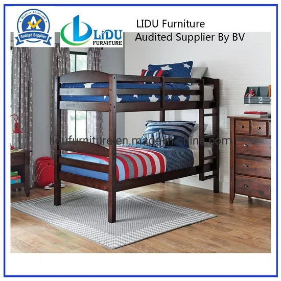 Solid Wood Bunk Bed with Trundle Bed with High Quality/Double Kids Bed 