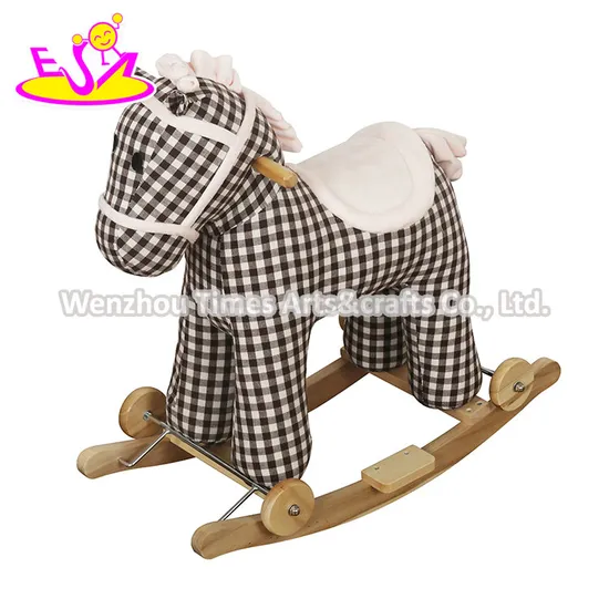 2 in 1 Stuffed Animal Ride on Toy Soft Plush Rocking Horse for Kids W16D147 