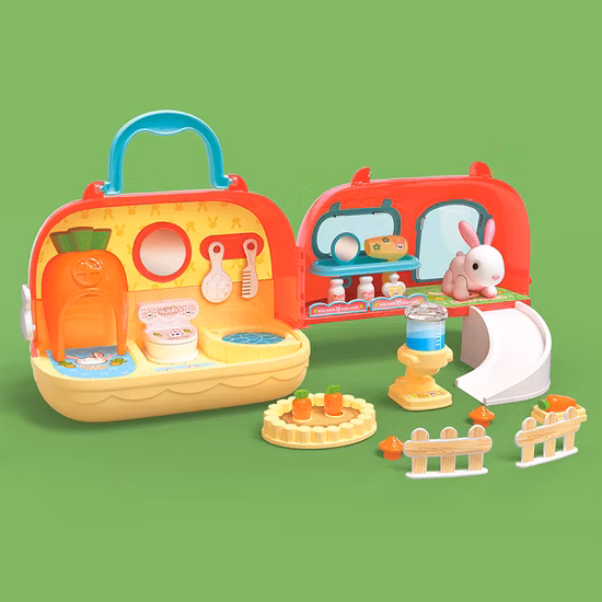 Pet Clinic Kit Pet Care Play Set Grooming Diagnosis Feeding with Kitten and Cage Roleplay Pretend Play Pet House