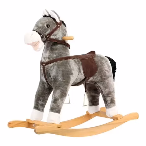Wholesale Toddler Rocking Chair Trojan Rocking Horse Plush Dolls Wooden Riding Rocking Horse Plush Toys