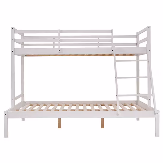 Modern House Home Bedroom Furniture Children Adults White Grey Solid Wood Twin Over Loft Bed Kids Bed Furniture Children Furniture Bed ODM OEM Bunk Bed